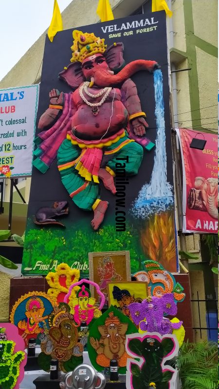 Ganesh chathurthicolourful sponge vinayaga at velammal main school 200