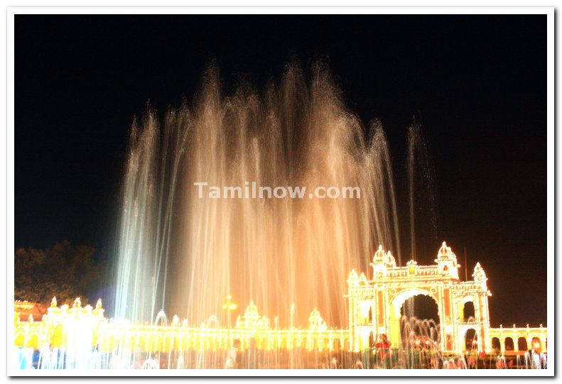 Fountains in the backdrop of lights