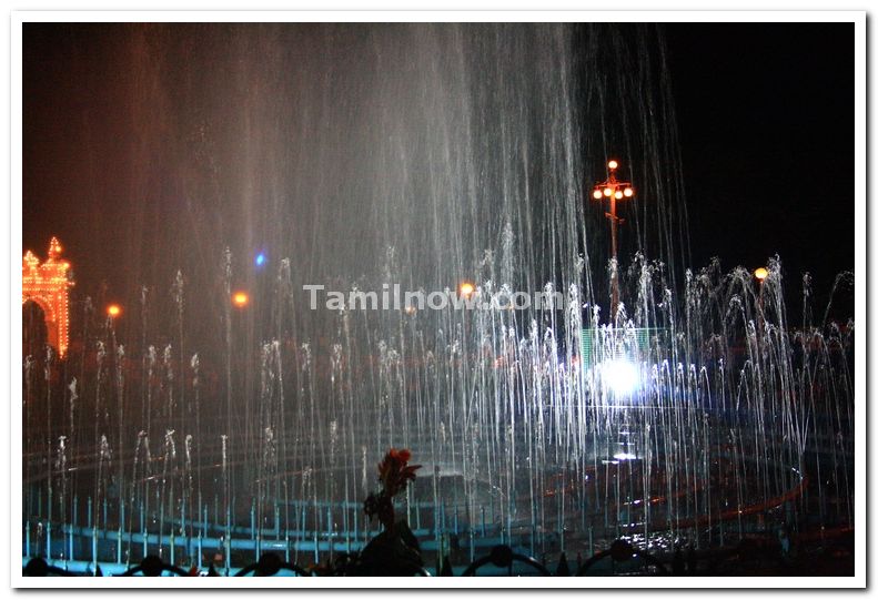 Mysore palace fountains at night