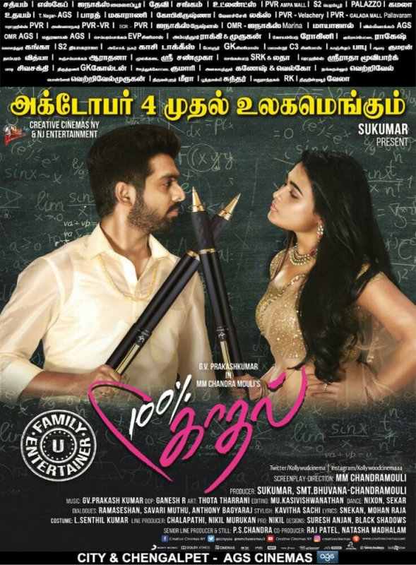 Prakash Kumar Shalini Pandey 100 Percet Kadhal Oct 4 Release 695