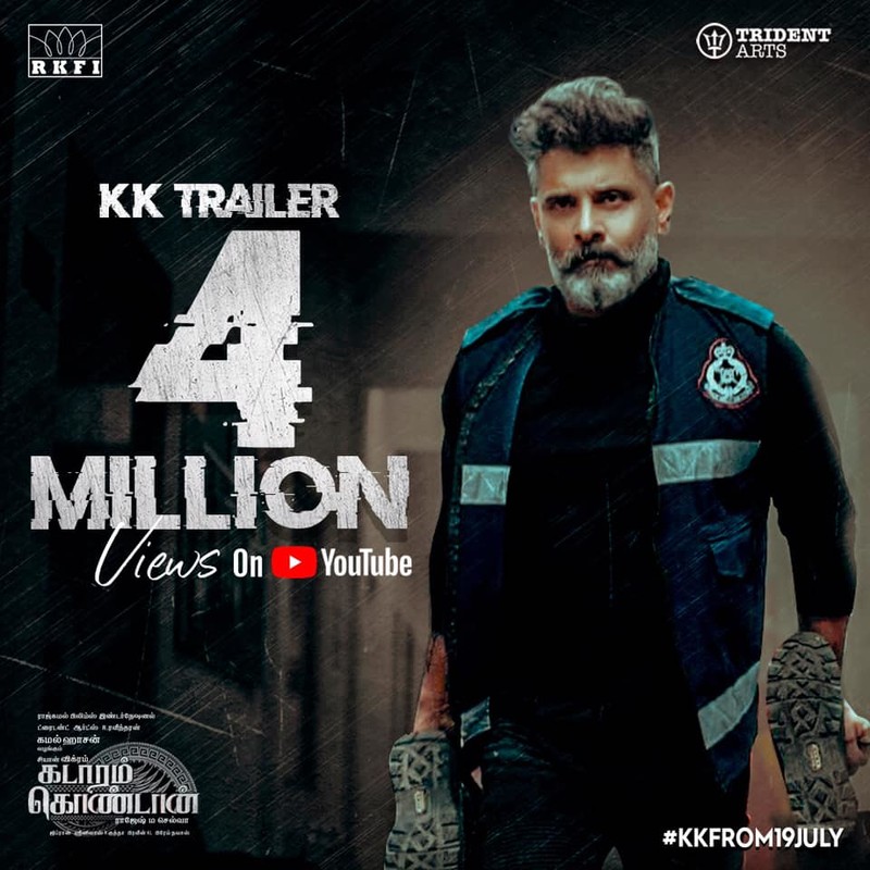 Vikram In Kadaram Kondan Trailer Crosses 4 Million