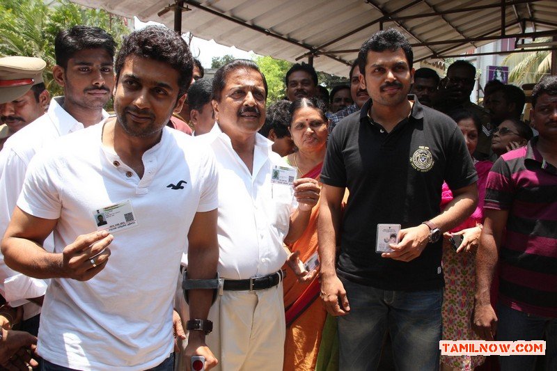 Surya And Karthi At Loksabha Election Booth 951