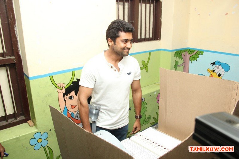 Surya At The 2014 Loksabha Election Polling Booth 194