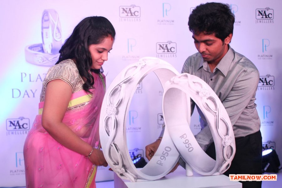 Gv Prakash Saindhavi At Nac Jewelers Celebration Photos 7842