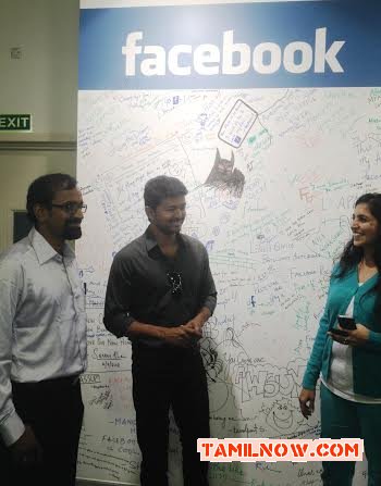 Vijay At Celebrity Meet In Facebook India Office Stills 9950